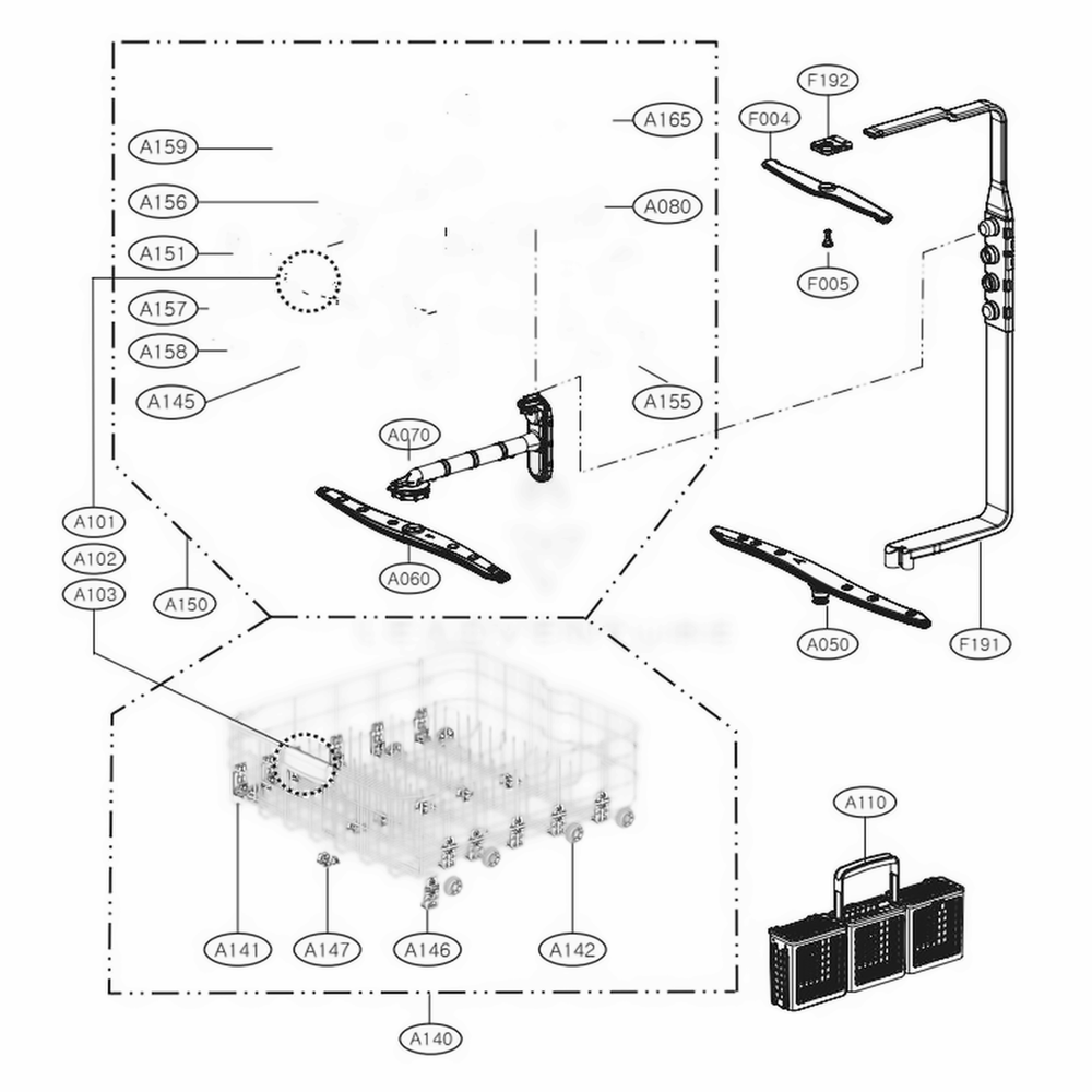 LG AHB32983791 Dishwasher Rack Assembly