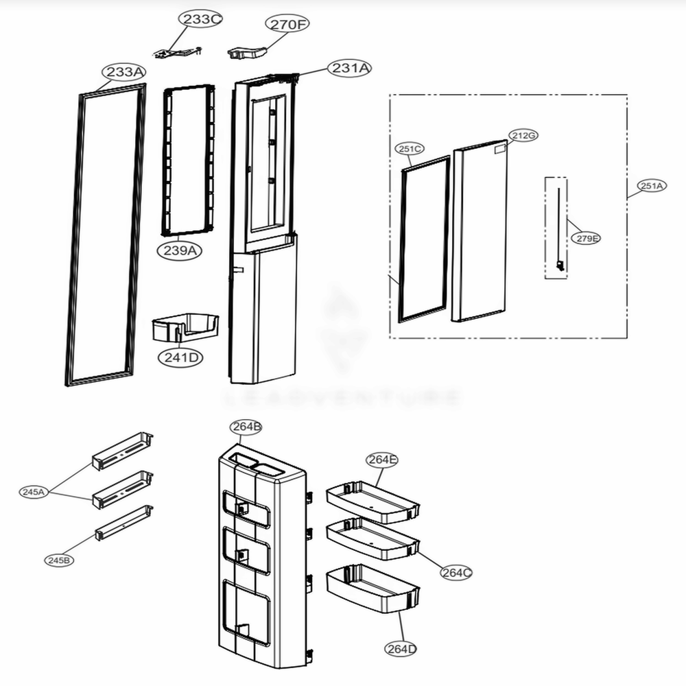 LG ADD76416312 Door Foam Assembly, Refrigerator