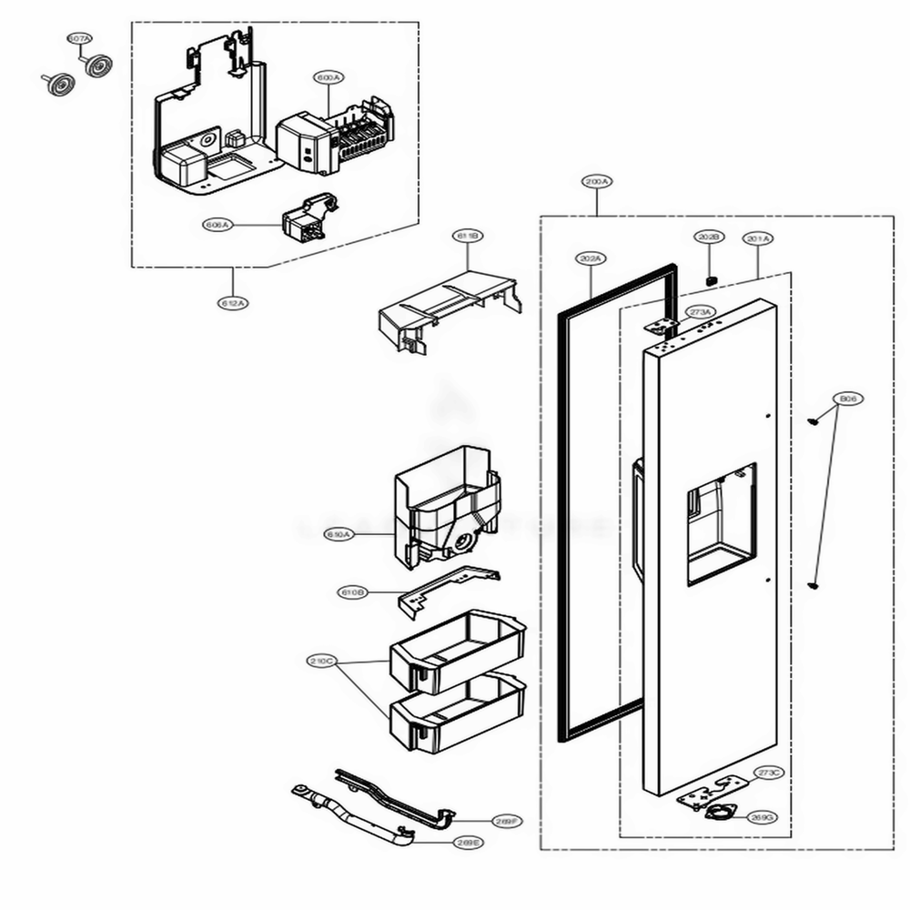 LG ADX73490601 Refrigerator Door Gasket Assembly