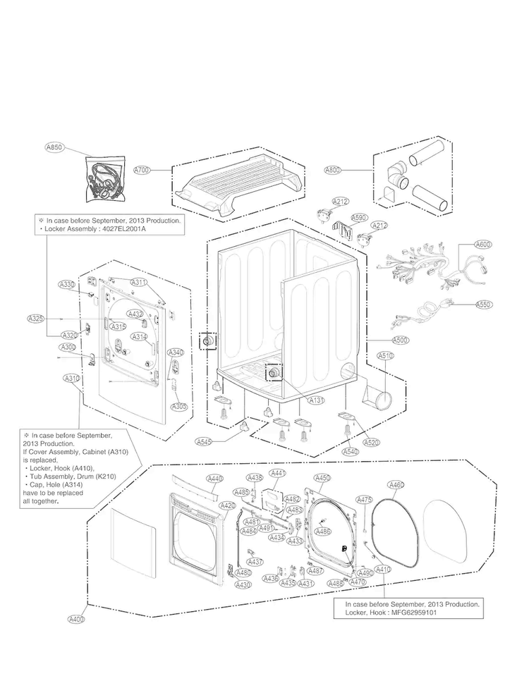 LG AED73953301 Dryer Handle Assembly