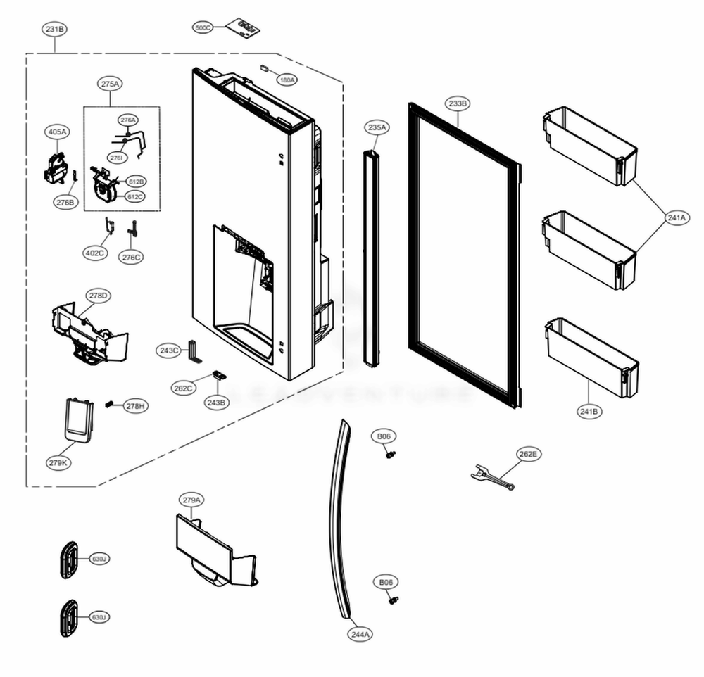 LG ADD76416504 Refrigerator Door Foam Assembly, Refrigerato