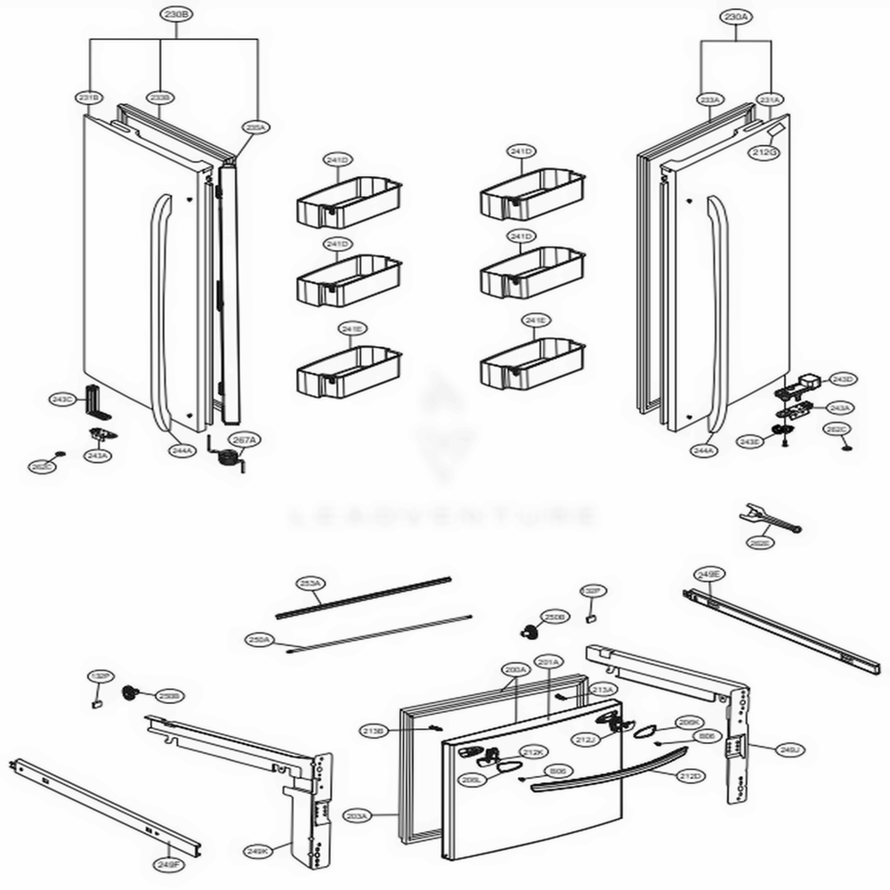 LG ADD73695847 Refrigerator Refrigerato Door Foam Assembly