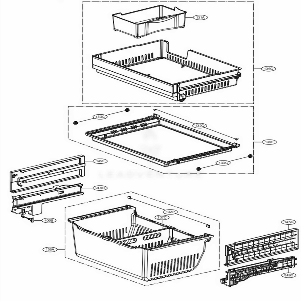  LG AJP73334631 Refrigerator Tray Assembly, Drawer