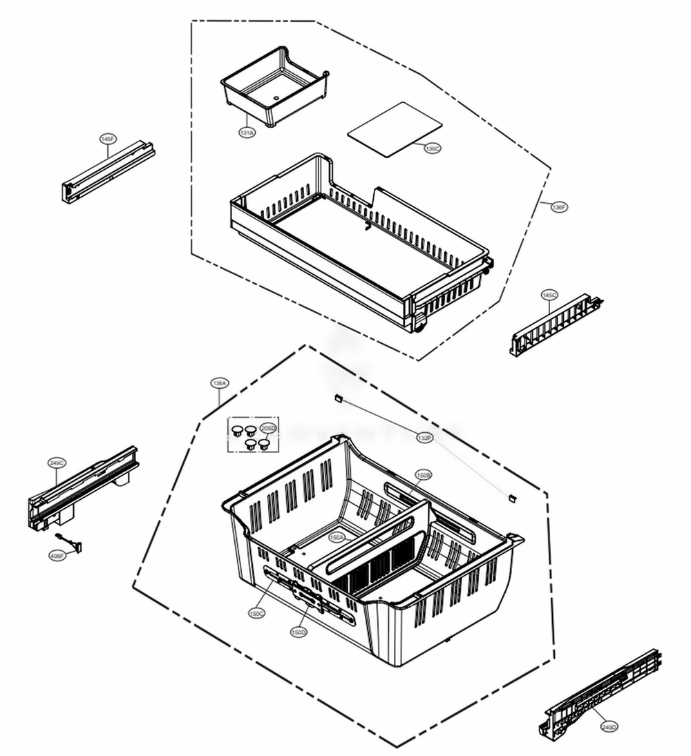 LG AJP73334630 Refrigerator Tray Assembly, Drawer