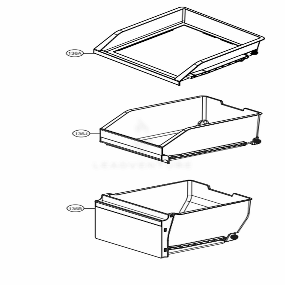 LG AJP73654823 Refrigerator Drawer Tray Assembly