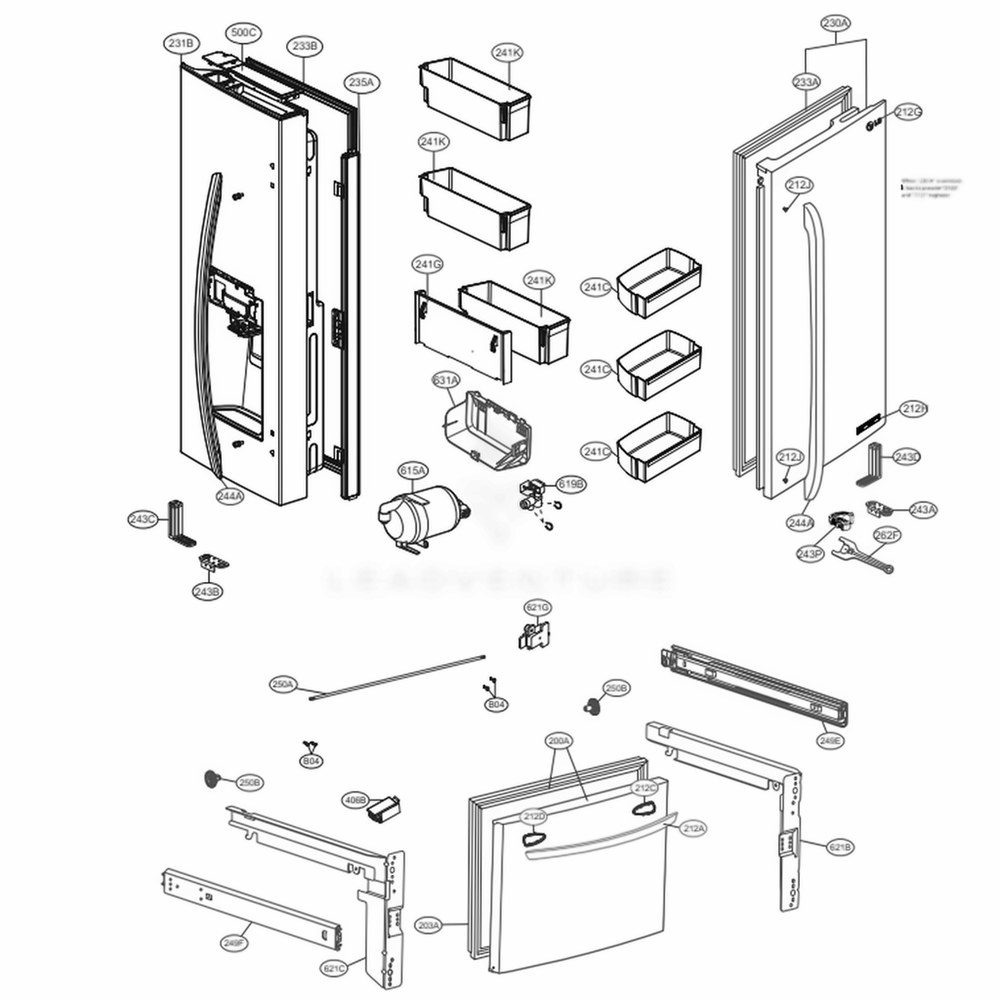 LG ADD73956032 Freezer Door Foam Assembly