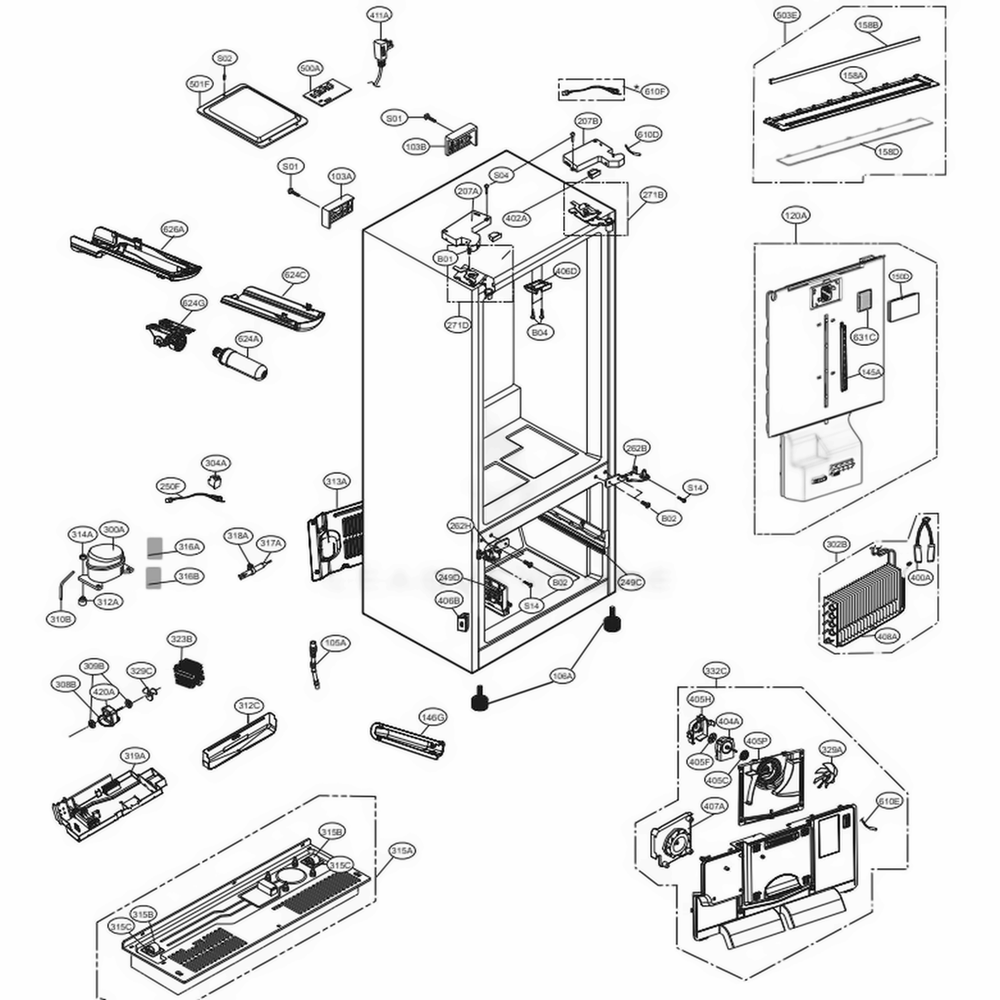 LG ABQ75963201 Refrigerator Lamp Case Assembly