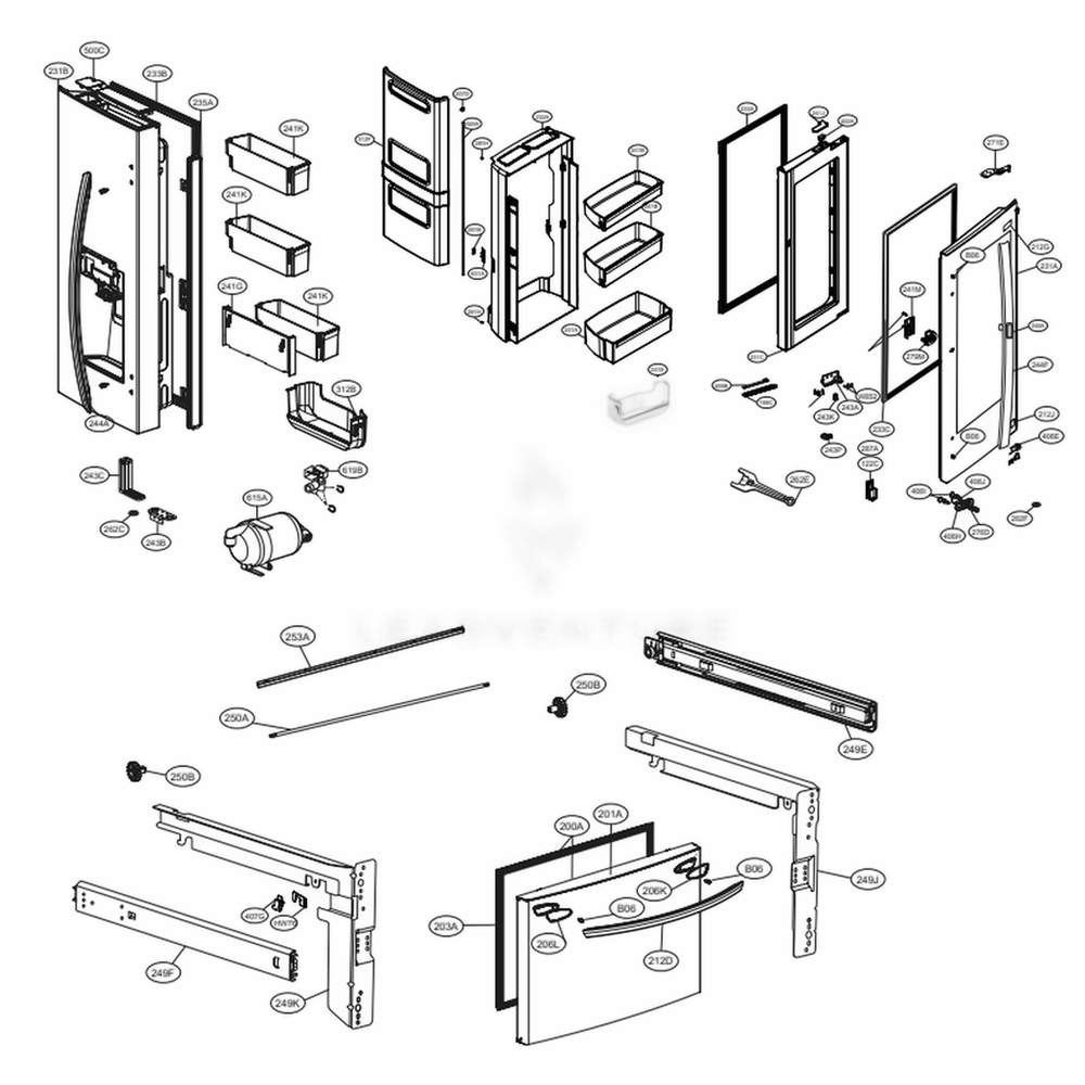 LG ABQ76121032 Refrigerator Case Assembly, Pcb