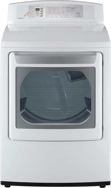 LG DLE4801W 27 Inch Electric Dryer with 7.1 cu. ft. Capacity, 8 Dry Cycles, Sensor Dry, SamrtDiagnosis, Electronic Control Panel and FlowSense Duct Clogging Indicator