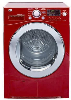 LG DLEC855R 24 Inch 4.2 cu. ft. Compact Electric Condensing Dryer with 9 Dry Cycles, 5 Temperature Selections, Sensor Dry, Wrinkle Care, LoDecibel Quiet System, LED Electronic Controls and Ventless Condensing System: Wild Cherry Red