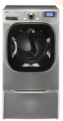 LG DLEX3875V 27 Inch Front-Load Electric Dryer with 7.4 cu. ft. Capacity, 14 Drying Cycles, 12 Options, SteamFresh, SteamSanitary, Sensor Dry, Drying Rack and LCD Display: Graphite Steel