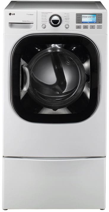 LG DLEX3885W 27 Inch Front-Load Electric Dryer with 7.4 cu. ft. Capacity, 14 Drying Cycles, 5 Temperature Levels, SensorDry System, Color LCD Controls, SteamFresh and SteamSanitary Cycle: White