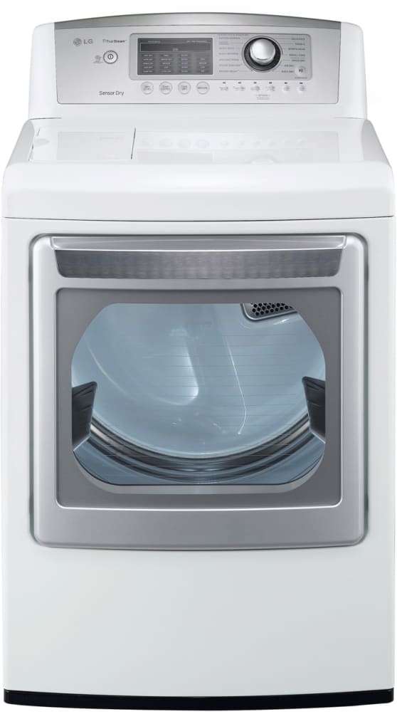 LG DLEX5170W 27 Inch Electric Dryer with 7.3 cu. ft. Capacity, 14 Dry Cycles, 9 Options, Steam Functions, Sensor Dry, Drying Rack and Dual LED Display: White