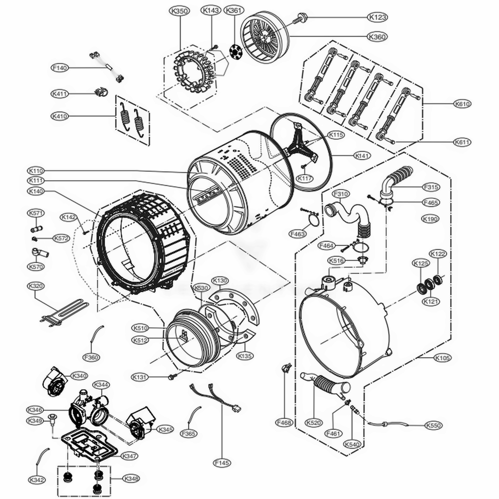 LG AJQ73314206 Washer Outer Tub Assembly