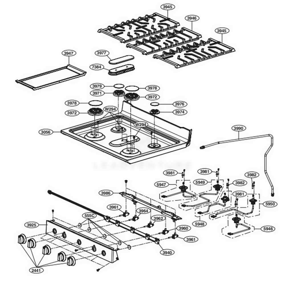  LG ABF74369702 Oven-Range Burner Assembly