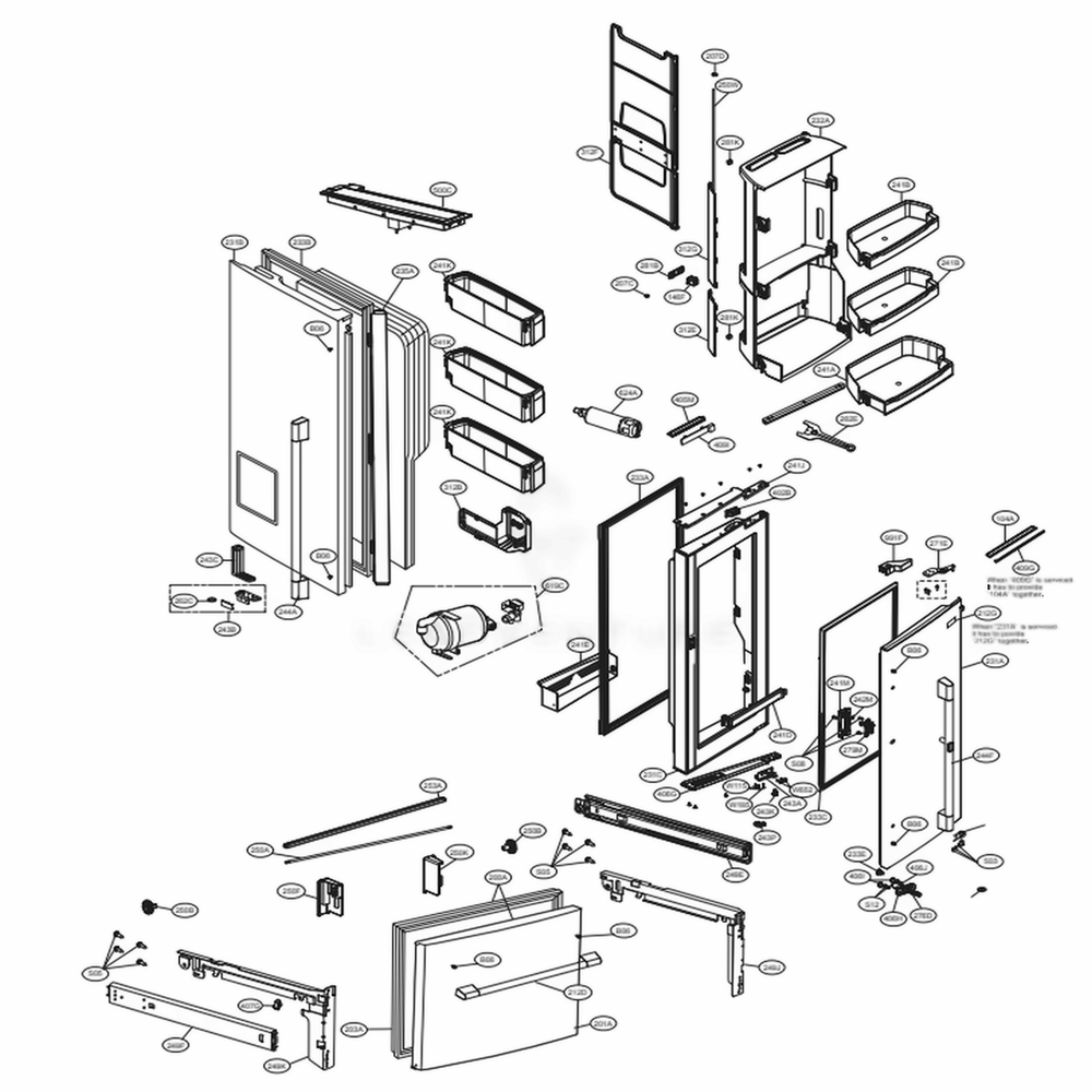 LG ADC75586102 Home Bar Door Assembly