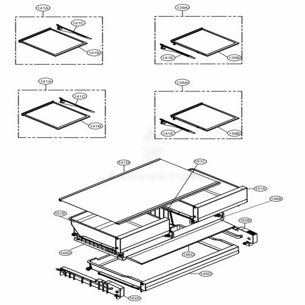 LG MHL64471605 Refrigerator Shelf, Refrigerator