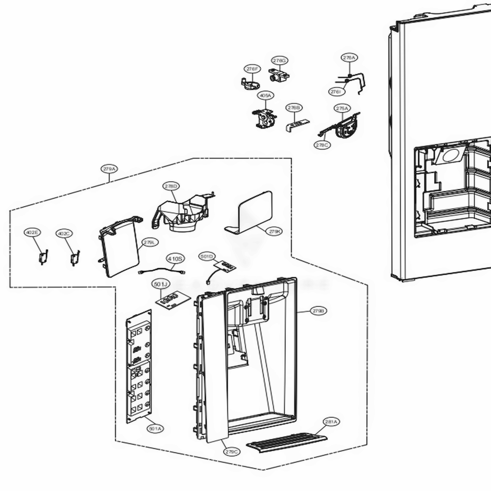 LG ACQ90319111 Refrigerator Display Cover Assembly