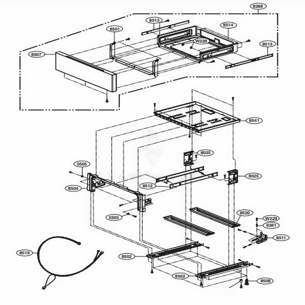 LG ADG73329601 Range Drawer Assembly