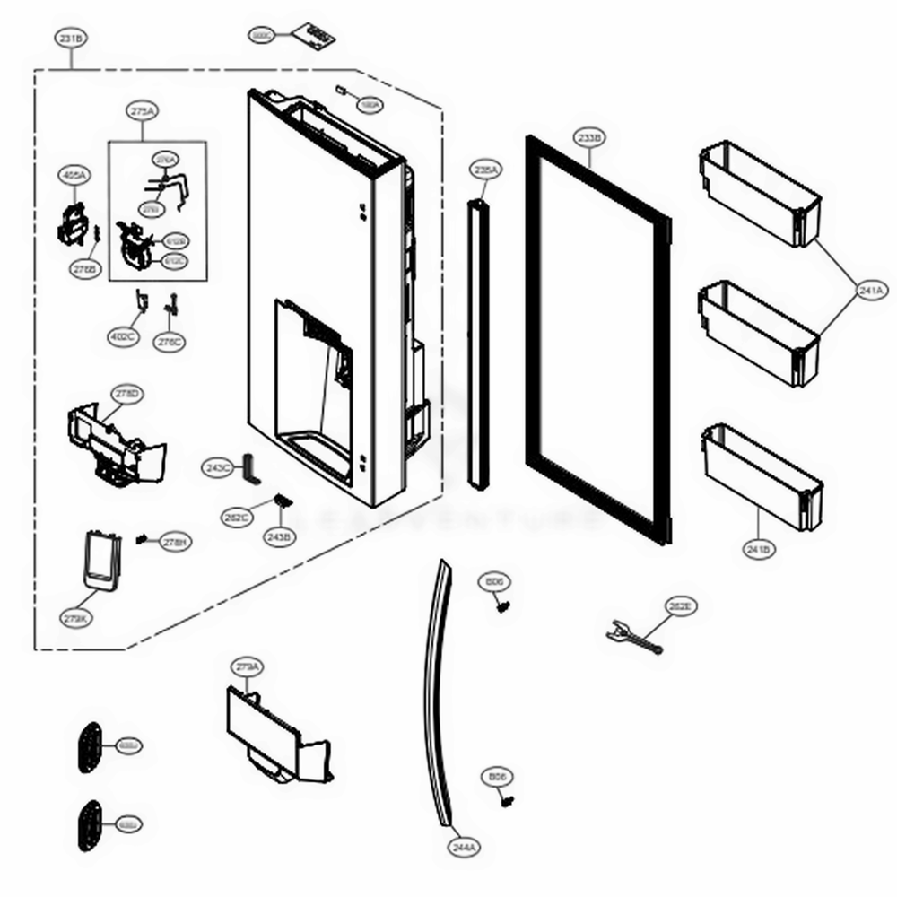 LG ABQ72940078 Refrigerator Case Assembly, Pcb