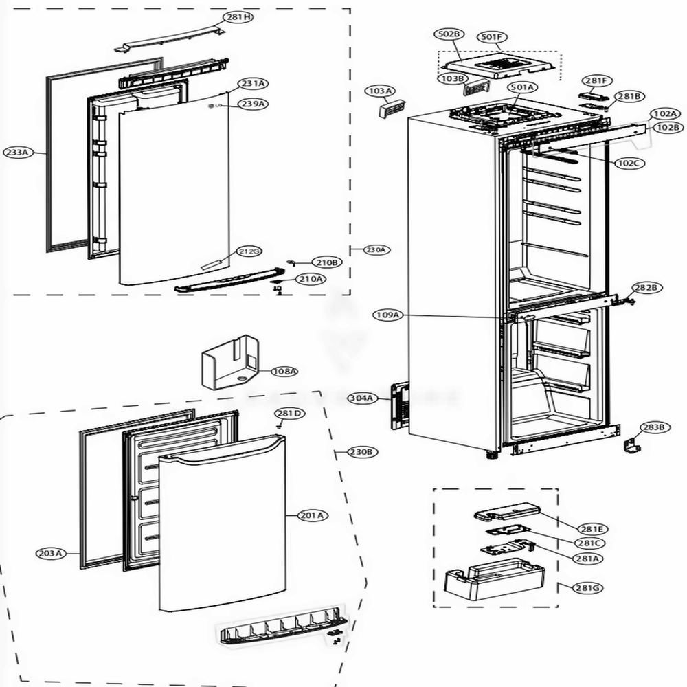 LG ADD73518419 Freezer Door Foam Assembly