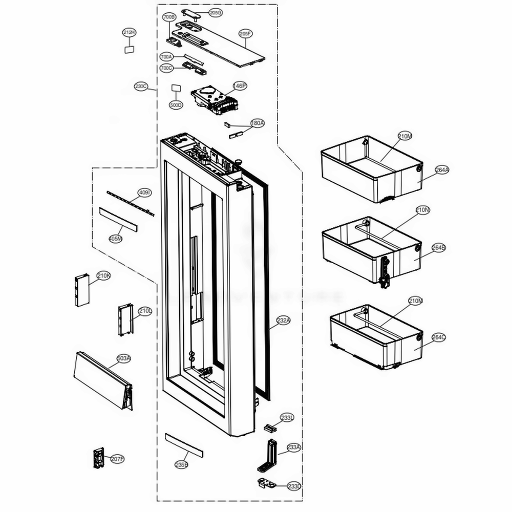  LG ABQ75682124 Refrigerator Display Case Assembly