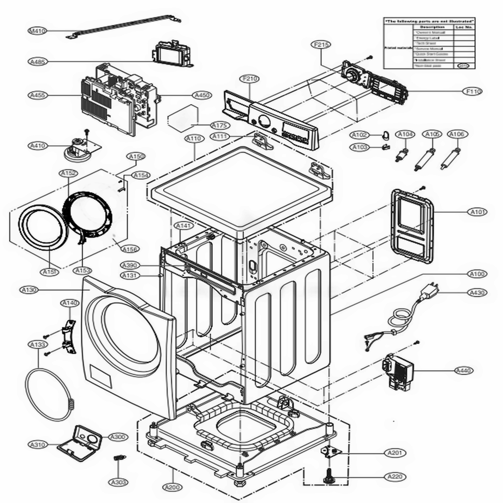 LG AGL74115150 Washer Control Panel Assembly