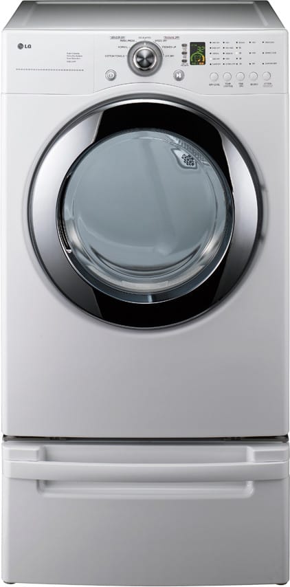 LG DLE2101W 27 Inch Electric Dryer with 7.3 cu. ft. Capacity, 7 Drying Programs, Wrinkle Care Cycle, Sensor Dry System, LED Display and Electronic Controls