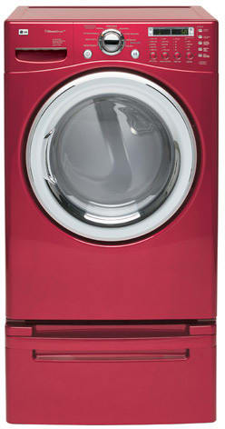 LG DLEX7177RM 27 Inch Front-Load Electric Dryer with 7.3 cu. ft. Capacity, 9 Drying Programs, 5 Temperature Levels, SteamFresh Cycle, Dual Humidity Sensors and LED Display: Wild Cherry Red