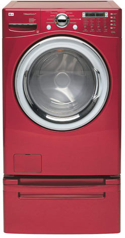 LG WM2487HRMA 27 Inch Front-Load Steam Washer with 4.2 cu. ft. Capacity, 9 Wash Cycles, 1200 RPM Spin Speed and Allergiene and SteamFresh Cycle: Wild Cherry Red