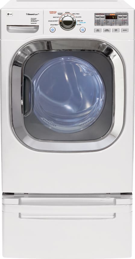 LG DLEX2801W 27 Inch Electric Dryer with 7.4 cu. ft Capacity, 9 Drying Programs, SteamFresh/SteamSanitary/ReduceStatic/EasyIron Fabric Care Settings, Drying Rack, LED Display and Electronic Controls: White