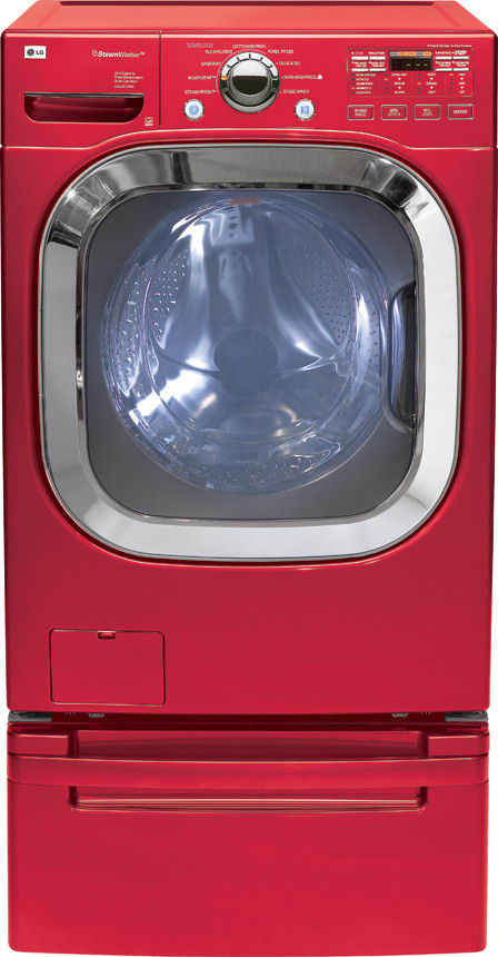 LG WM2801HRA 27 Inch Front-Load Washer with 4.5 cu. ft. Capacity, 9 Wash Cycles, SteamFresh/SteamWash/Allergen Cycle, SenseClean, Child Lock, Stainless Steel Tub: Wild Cherry Red