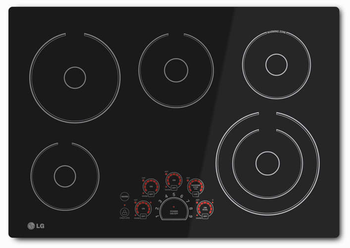 LG LCE3010SB 30 Inch Smoothtop Electric Cooktop with Triple Elements, Warming Zone, SmoothTouch Controls, 5 Heating Elements, Hot Surface Indicator, Auto Shut-Off, Child Lock and ADA Compliant