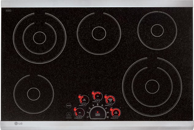 LG LCE3081ST 30 Inch Smoothtop Electric Cooktop 5 Steady Heat Elements, SmoothTouch Controls and Stainless Steel Trim