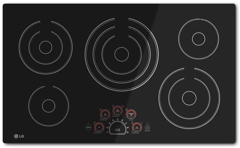 LG LCE3610SB 36 Inch Smoothtop Electric Cooktop with 5 Steady Heat Radiant Elements Including Triple 12"/9"/6 Inch Element, Warm Function, SmoothTouch Controls, Hot Surface Indicator Lights and Child Lock