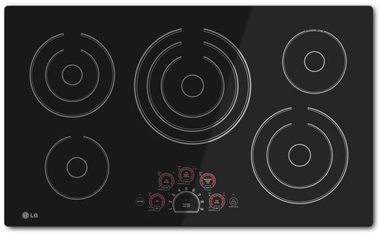 LG LCE3610SB 36 Inch Smoothtop Electric Cooktop with 5 Steady Heat Radiant Elements Including Triple 12"/9"/6 Inch Element