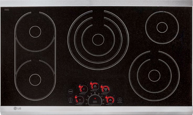 LG LCE3681ST 36 Inch Smoothtop Electric Cooktop 5 Steady Heat Elements, Bridge Element, SmoothTouch Controls and Stainless Steel Trim