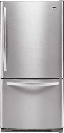 LG LDC22720ST 22.4 cu. ft. Bottom-Freezer Refrigerator with 4 Split Cantilevered Glass Shelves, 5 Design-A-Door Bins, Ice Maker, IcePlus Accelerated Freezing and Pull-Out Freezer Door: Stainless Steel