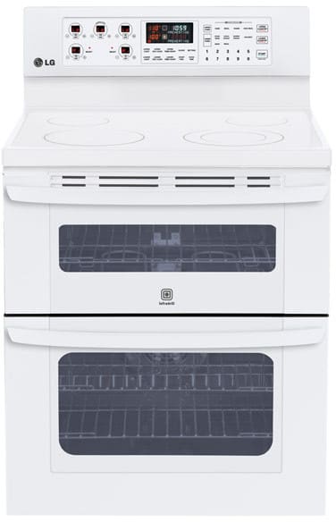 LG LDE3017SW 30 Inch Freestanding Electric Double-Oven Range with 5 Radiant Elements, 4.4 cu. ft. True Convection Lower Oven, 2.3 cu. ft. Upper Oven, InfraGrill Broiler and Self-Cleaning: Smooth White