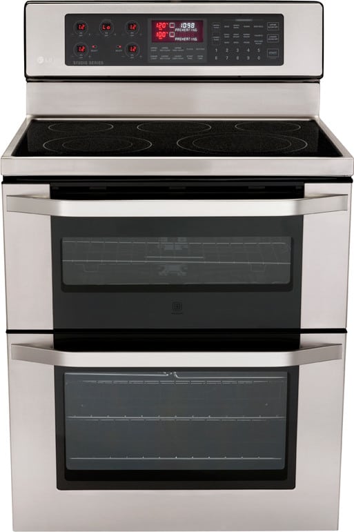 LG LDE3019ST 30 Inch Freestanding Electric Double Oven Range with 5 Radiant Elements, 6.7 cu. ft. Total Capacity, Convection Technology, InfraGrill Infrared Broiling System and SmoothTouch Controls