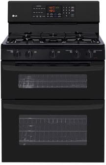 LG LDG3015SB 30 Inch Freestanding Gas Range with 5 Sealed Burners, 2.2 cu. ft. Upper Oven, 3.9 cu. ft. Lower Oven, Self-Clean, Automatic Shut-Off and WideView Window: Smooth Black