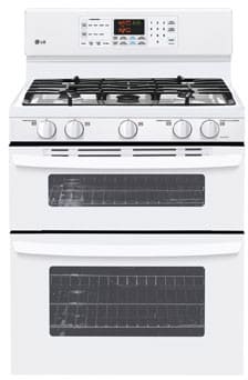 LG LDG3015SW 30 Inch Freestanding Gas Range with 5 Sealed Burners, 2.2 cu. ft. Upper Oven, 3.9 cu. ft. Lower Oven, Self-Clean, Automatic Shut-Off and WideView Window: Smooth White