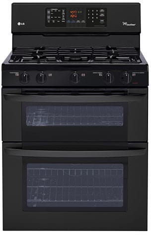 LG LDG3035SB 30 Inch Freestanding Gas Double Oven Range with 5 Sealed Burners,  3.9 cu. ft. Lower Oven, 2.2 cu. ft. Upper Oven, IntuiTouch Controls and Self-Cleaning: Black