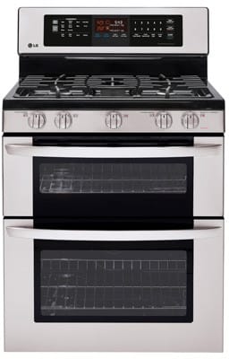 LG LDG3037ST 30 Inch Freestanding Gas Double Oven Range with 5 Sealed Burners, SuperBoil Burner, 6.1 cu. ft. Total Capacity, Griddle, Infrared Grill System, EasyClean Interior and EvenJet Convection