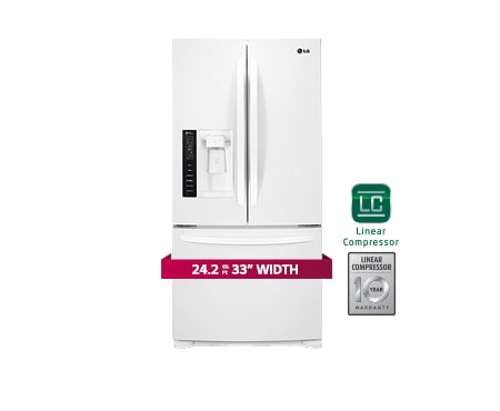 LG LFX25778SW French Door Refrigerator, 33 inch Width, 25.0 cu. ft. Capacity, Exterior Water Dispenser