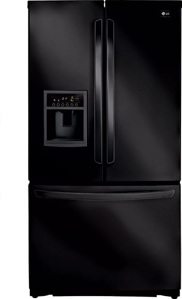 LG LFX25961SB 24.7 cu. ft. French Door Refrigerator with 4 Split Slide-Out Glass Shelves, Clear Gallon Door Storage, External Ice/Water Dispenser, SpacePlus Ice System, Compartment Crisper System and Finger Print Resistant Finish: Smooth Black