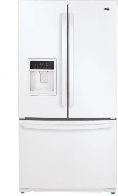 LG LFX25961SW 24.7 cu. ft. French Door Refrigerator with 4 Split Slide-Out Glass Shelves, Clear Gallon Door Storage, External Ice/Water Dispenser, SpacePlus Ice System, Compartment Crisper System and Finger Print Resistant Finish: Smooth White