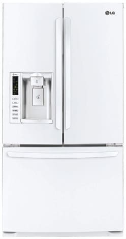 LG LFX25973SW 36 Inch French Door Refrigerator with 24.7 cu. ft. Capacity, Smart Cooling, 4 Spill Protector Glass Shelves, Gallon Door Storage, External Ice and Water Dispenser, Dual Ice Makers and ADA Compliant: Smooth White