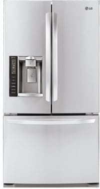 LG LFX25976ST 24.7 cu. ft. French Door Refrigerator with 4 Split Spill Protector Glass Shelves, Glide N' Serve Drawer, External Ice/Water Dispenser, LED Interior Light and Linear Compressor: Stainless Steel