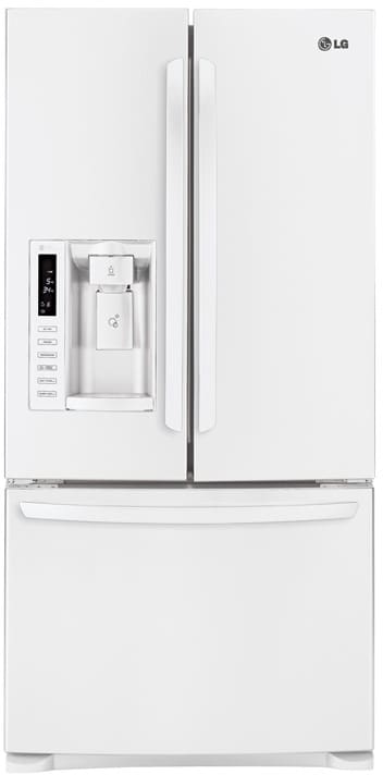 LG LFX25978SW 24.9 cu. ft. French Door Refrigerator with 4 Tempered Glass Shelves, 2 Humidity Crispers, Slim SpacePlus Ice System, Tall Ice/Water Dispensing System and Premium LED Interior Light: Smooth White